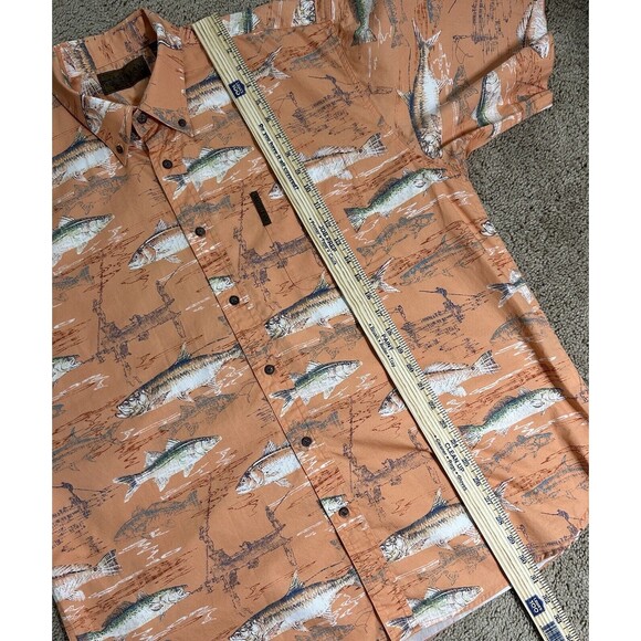 Magellan Sportswear Mens‎ XL Orange Fish & Lure Graphics Button Down Shirt - Picture 10 of 10